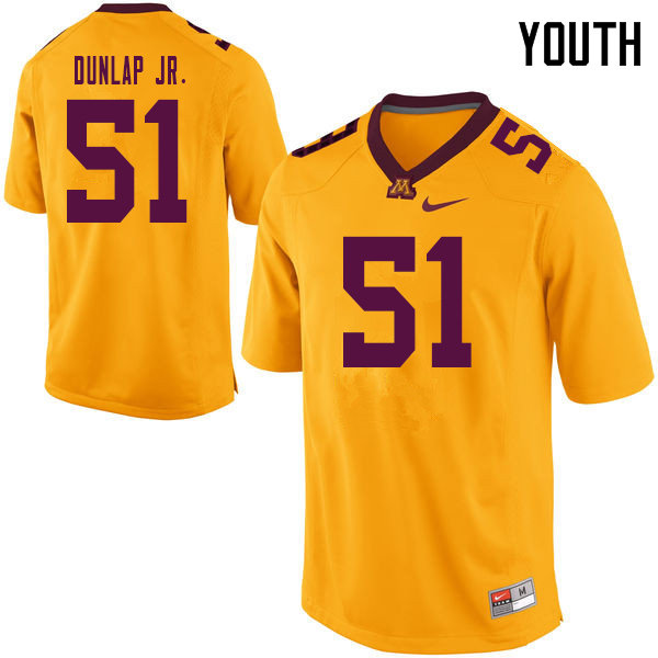 Youth #51 Curtis Dunlap Jr. Minnesota Golden Gophers College Football Jerseys Sale-Yellow